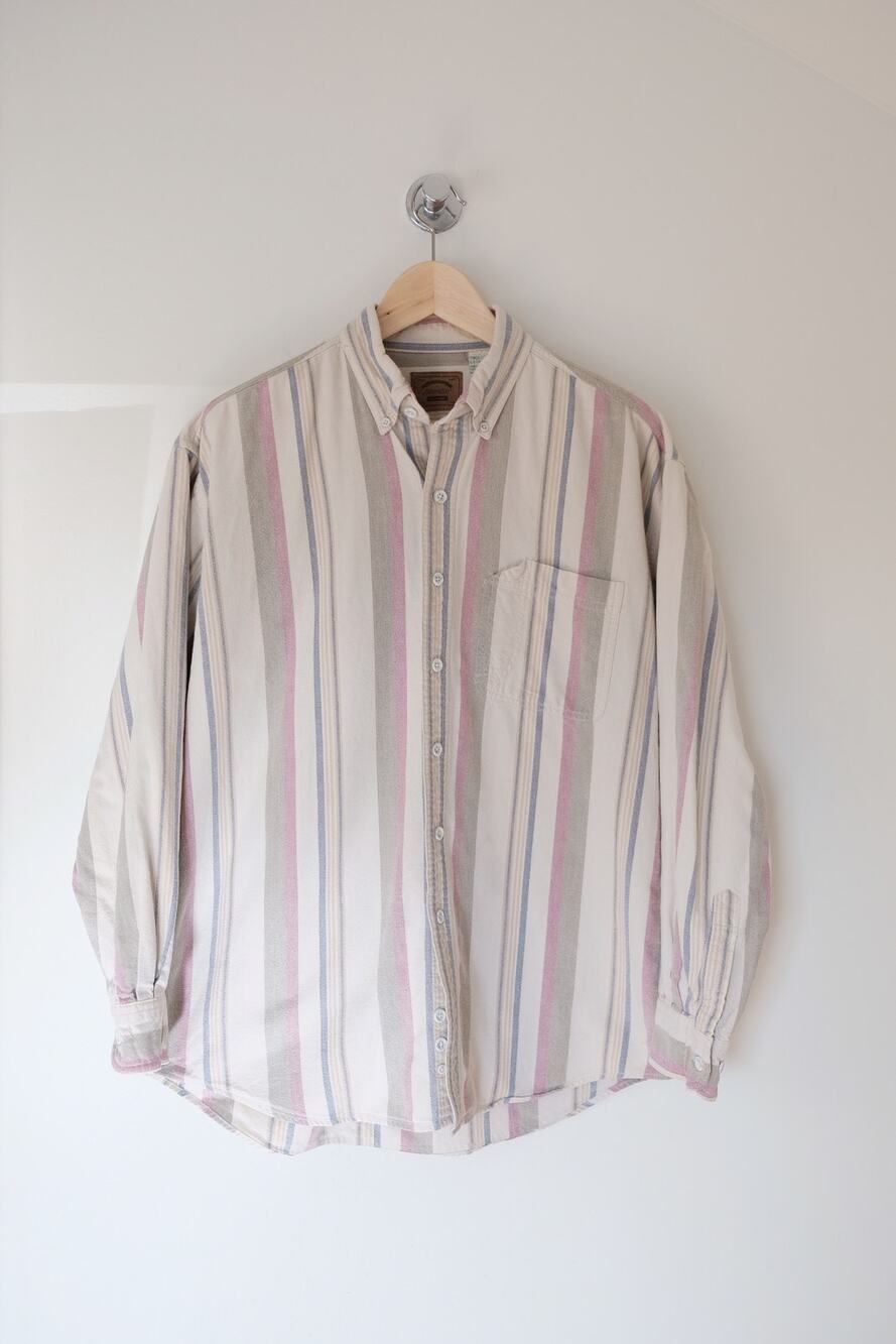 St. John's Bay Heavyweight Striped Button Down Shirt Men's LT Tall 100% Cotton